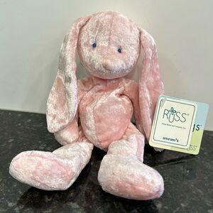 Russ Wishlings Powder The Bunny Rabbit Plush 1997 Tag Pink Crushed Velvet Vtg